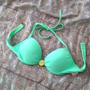 Xhilaration Teal w/ Chevron Enamel Detail Padded Bikini Top